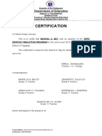 Certification: Department of Education