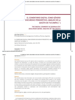 El Comentario Digital Como Género Discursivo Periodístico. Análisis de La Gaceta