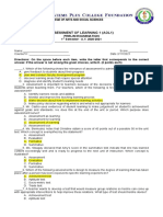 Assessment of Learning 1 (Aol1) : College of Arts and Social Sciences