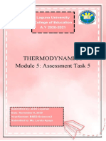 Thermodynamics Module 5: Assessment Task 5: Laguna University College of Education A.Y 2020-2021