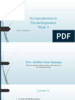 An Introduction To Psycholinguistics Week 5: Teacher: Zeineb Ayachi