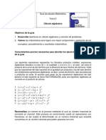 Guía de Estudio Matemática Tema 2 Cálculo Algebraico