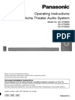 Operating Instructions Home Theater Audio System: Model No. SC-HTB688 SC-HTB498 SC-HTB488