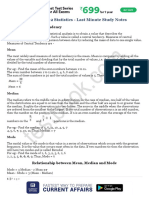 SSC CGL Tier 2 Statistics - Last Minute Study Notes: Measures of Central Tendency