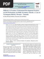 Influence of Teachers' Professional Development Practices On Job Performance in Public Secondary Schools: A Case of Nyamagana District, Mwanza - Tanzania