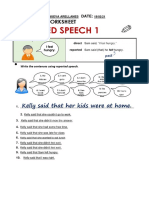 Reported Speech 1: Grammar Worksheet