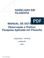 MANUAL DE ESTÁGIO Observação e Prática Pesquisa Aplicada em Filosofia - 2019