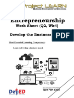 Entrepreneurship: Work Sheet (Q2, Wk4) Develop The Business Model