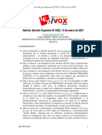 Bolivia: Decreto Supremo #4452, 13 de Enero de 2021