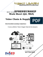 Entrepreneurship: Work Sheet (Q2, Wk5) Value Chain & Supply Chain