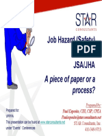 Job Hazard (Safety) Analysis Jsa/Jha: A Piece of Paper or A Process?