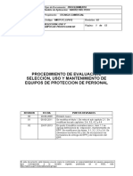 Procedimiento de Evaluación, Selección, Uso y Mantenimiento de EPPs