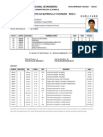 Boleta de Matricula Y Horario 2020-2 Duplicado: Universidad Nacional de Ingenieria