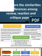 So What Are The Similarities and Differences Among Review, Reaction and Critique Paper?