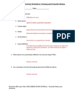 Punting and Projectile Motion Activity Worksheet TEACHER KEY - 0