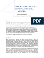 Influencia de La Posición Serial y La Significación en La Memoria