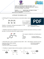 Ativiadade 8 Quimica 3 Ano NOMENCLATURA DE ÁLCOOIS