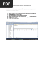 Modificacion de Campos en Tabla de Despachos