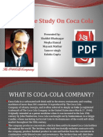 The Case Study On Coca Cola: Presented By: Shobhit Bhatnagar Megha Bansal Mayank Mathur Sameer Singh Kshitiz Gupta