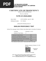 Certificate of Proficiency: Putri Ayu Muslimah