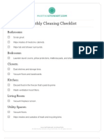 Cleaning Monthly Cleaning Checklist