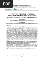 A Study On The Role of Human Resource Information System in Human Resource Planning in India