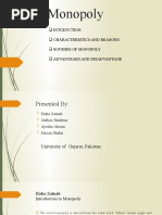 Monopoly: Intoduction Characteristics and Reasons Sourses of Monopoly Advantages and Disadvantage