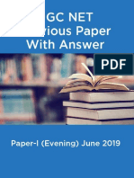 UGC NET Paper I Previous Paper With Answer Evening June 2019