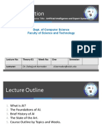 AI: Introduction: Dept. of Computer Science Faculty of Science and Technology