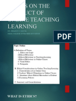 Ethics On The Conduct of Online Teaching Learning: Dr. Gerardo S. Garcia Dean, College of Teacher Education