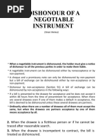 Dishonour of A Negotiable Instrument