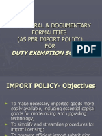 Procedural & Documentary Formalities (As Per Import Policy) FOR