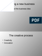 Starting A New Business: - Creativity and The Business Idea