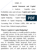 Unit - V Analysis of Financial Statement and Capital Budgeting: Ratio Analysis - Liquidity Ratios