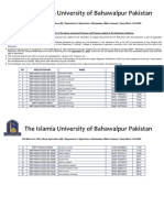 4th Merit List BSC Hons Agriculture M Department of Agriculture Bahawalpur Main Campus Open Merit Fall 2020