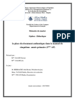 La Place Du Document Authentique Dans Le Manuel de Cinquième Année Primaire