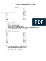 Answer Keys To The Midterm Exam Test Test 1: Q1. Multiple Choice Questions