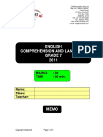 English Comprehension and Language Grade 7 2011: Marks: 80 Time: 90 Min