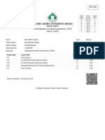 Islamic Arabic University, Dhaka: Grade Sheet Kamil Masters (1st Part) Examination - 2019