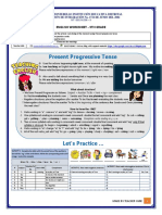 Present Progressive Tense: English Worksheet - 9Th Grade