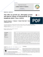 Zinc Effect On Growth Rate, Chlorophyll, Protein and Mineral Contents of Hydroponically Grown Mungbeans Plant (Vigna Radiata)