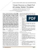 Effectiveness of Google Classroom As A Digital Tool in Teaching and Learning: Students' Perceptions