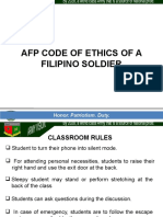 Afp Code of Ethics of A Filipino Soldier: Honor. Patriotism. Duty