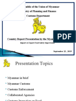 The Republic of The Union of Myanmar Ministry of Planning and Finance Customs Department