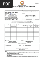 Compensatory Time-Off (Cto) Application Form: Department of The Interior and Local Government