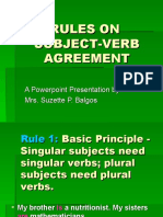 RULES ON Subject-Verb Agreement