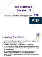 Business Statistics Session 17: Simple Correlation and Regression