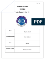 Lab Report No. 10: Signals& Systems EEE-223