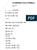 Formula - Regeratice Rankine Cycle