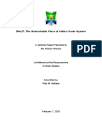 DALIT: The Untouchable Class of India's Caste System: A Seminar Paper Presented To Ms. Kharyl Perocho